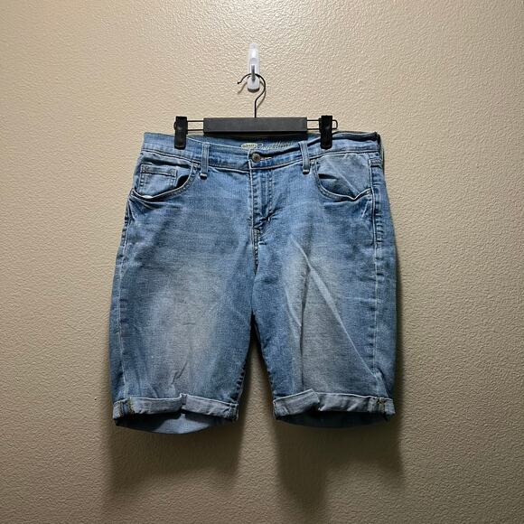 Old Navy Bermuda Shorts Blue Denim Jeans Cotton Mid-Rise Medium Wash Sz 12R - Picture 2 of 6